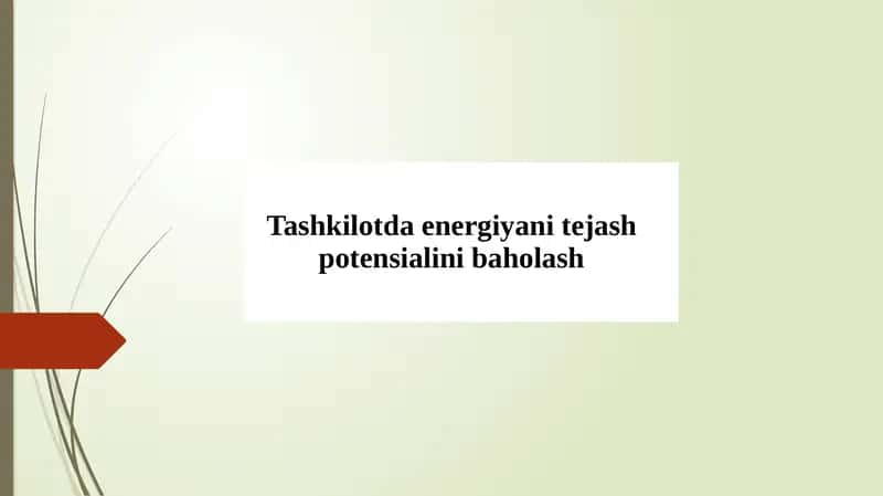 Issiqlik-energetika tejash potensialini baholash