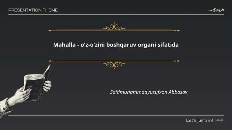 Mahalla - o'z-o'zini boshqaruv organi sifatida