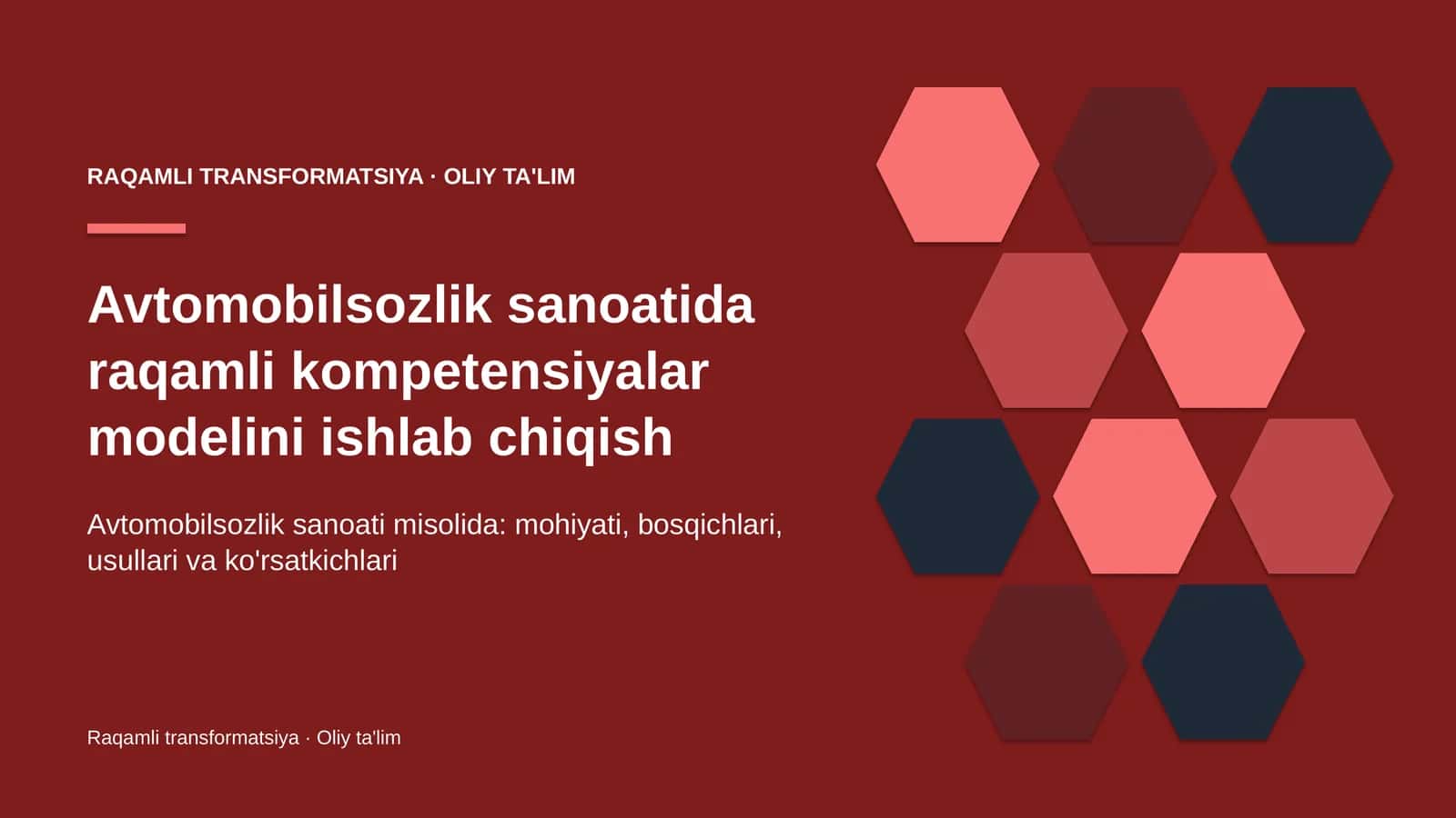 Avtomobilsozlik sanoatida raqamli kompetensiyalar modelini ishlab chiqish