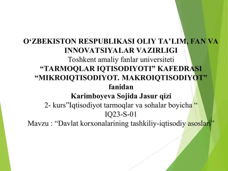 TARMOQLAR IQTISODIYOTI” KAFEDRASI“MIKROIQTISODIYOT. MAKROIQTISODIYOT