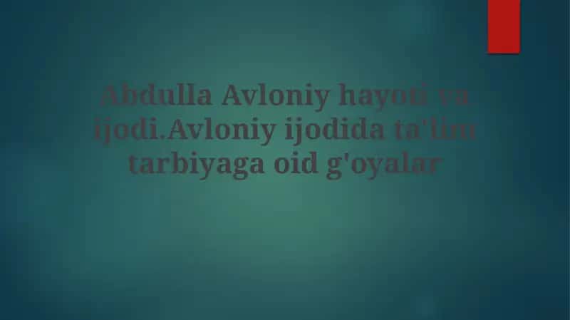 Avloniyning Hayoti va Faoliyati