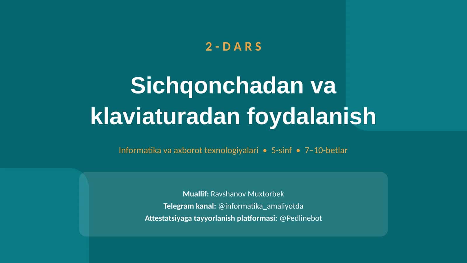 Sichqonchadan va klaviaturadan foydalanish