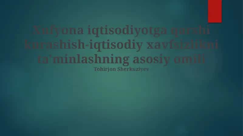 Iqtisodiyotga qarshi kurashish-iqtisodiy xavfsizlikni ta'minlash