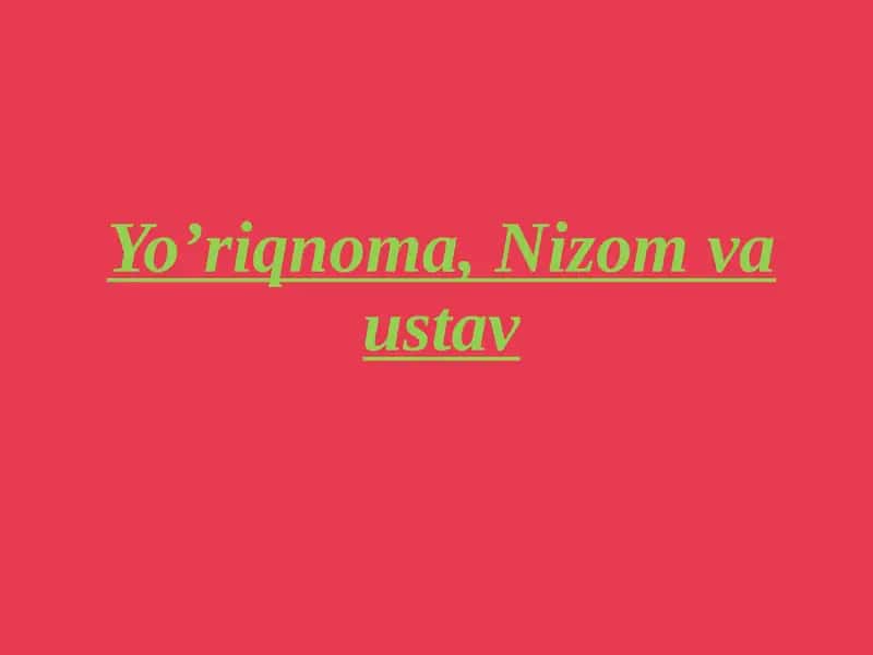 Yo’riqnoma