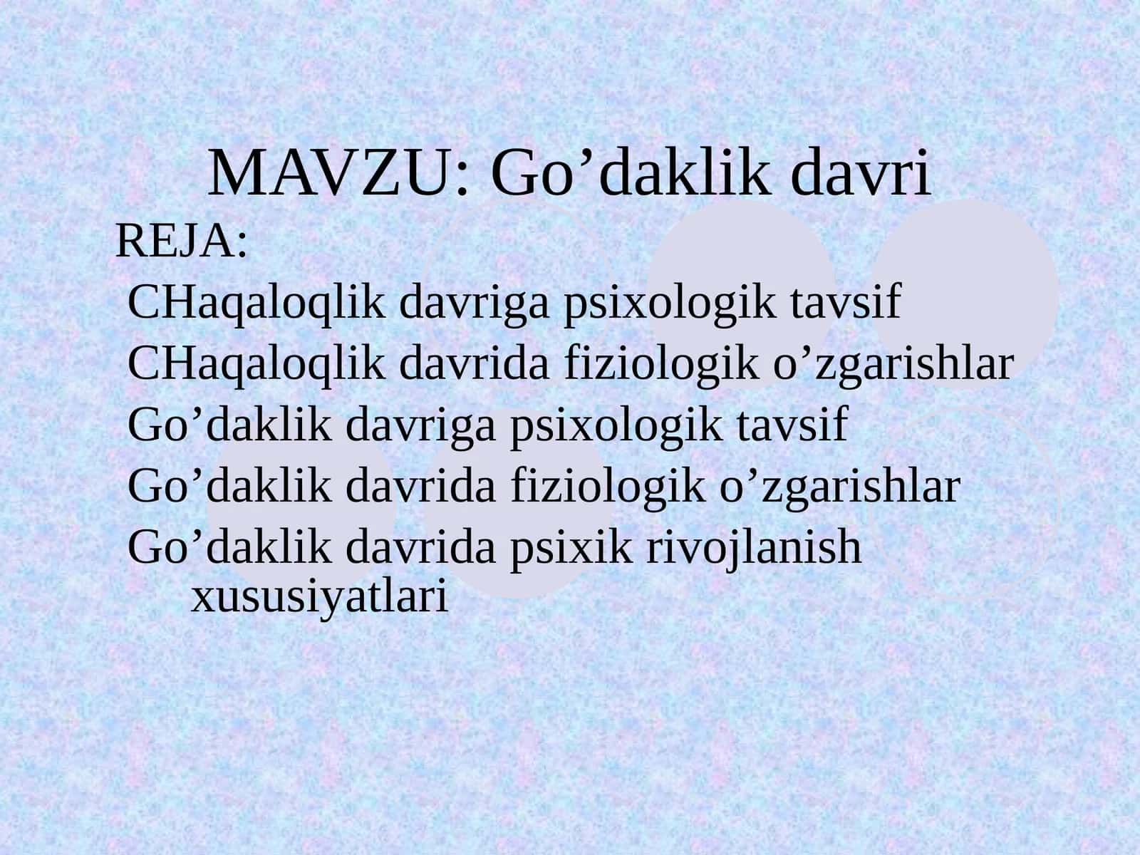Go’daklik davri