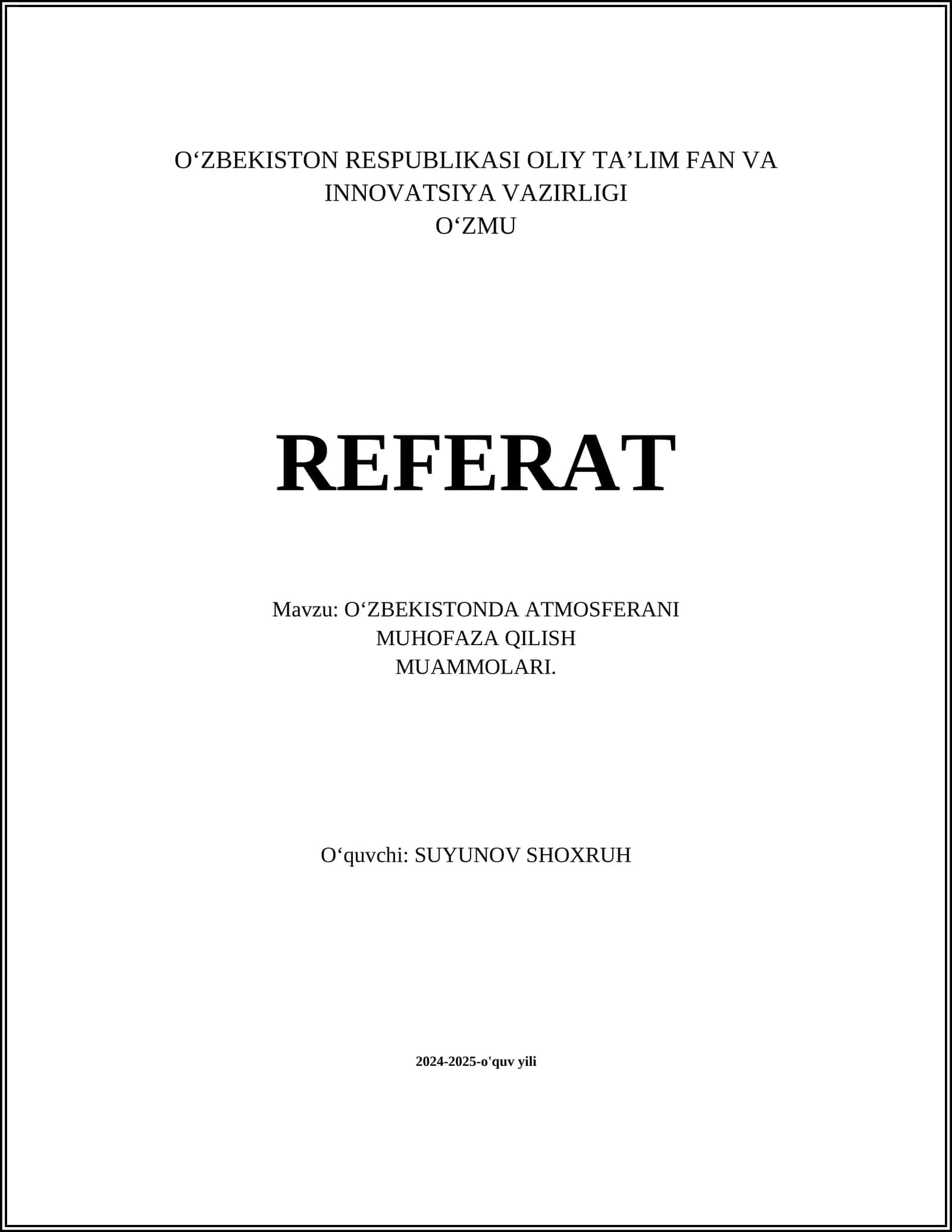 Oʻzbekistonda atmosferani muhofaza qilish muammolari