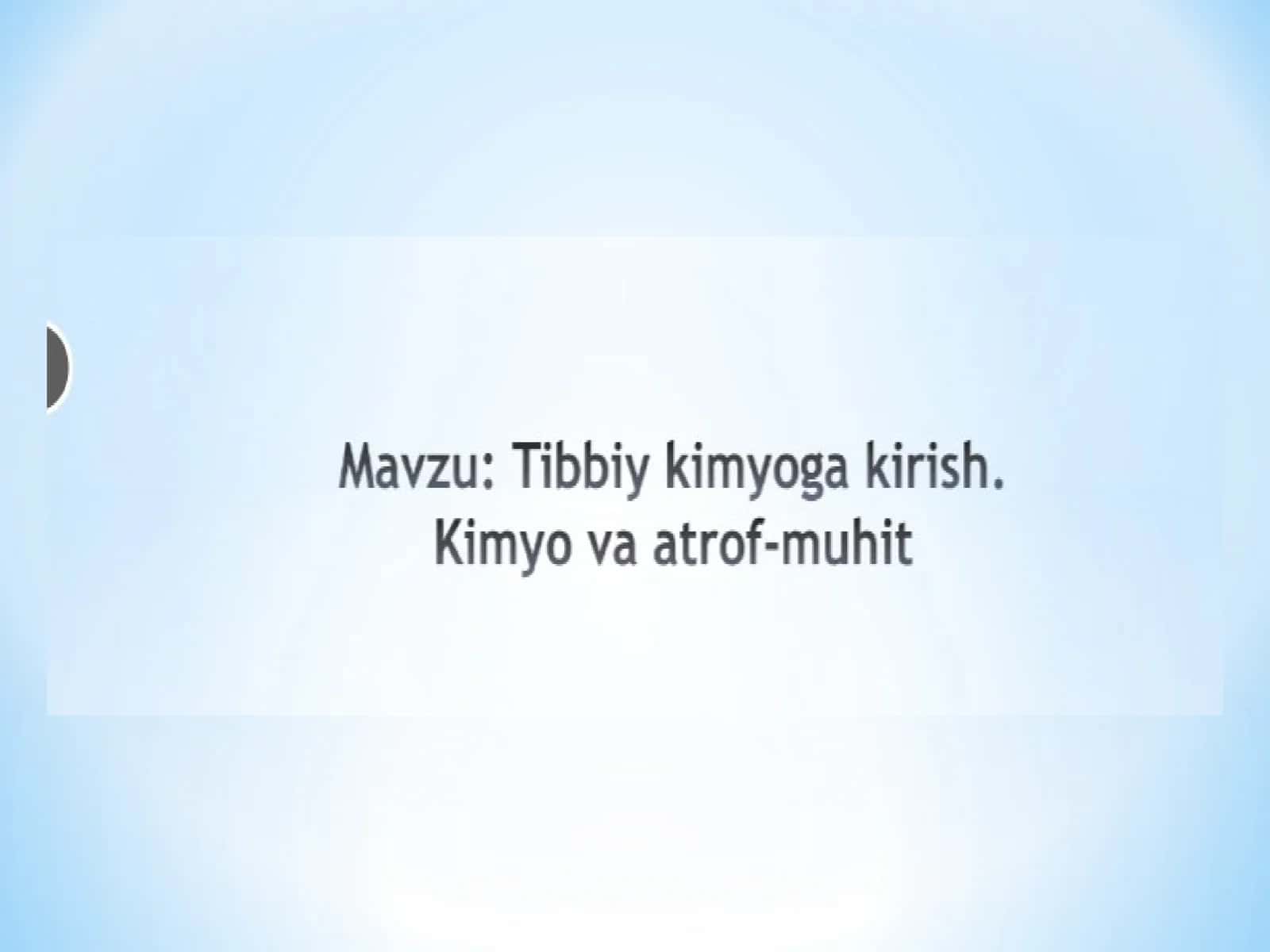 Tibbiy kimyoga kirish