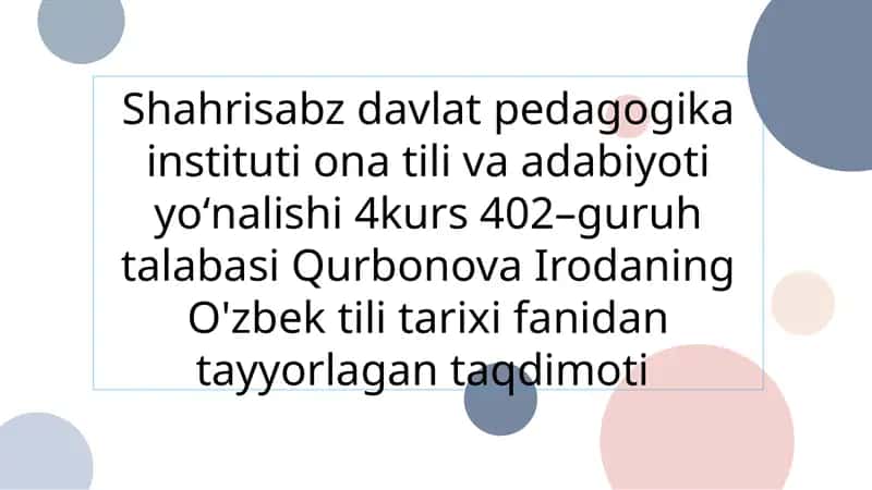 O'zbek tilida turkiy yozma yodgorliklar