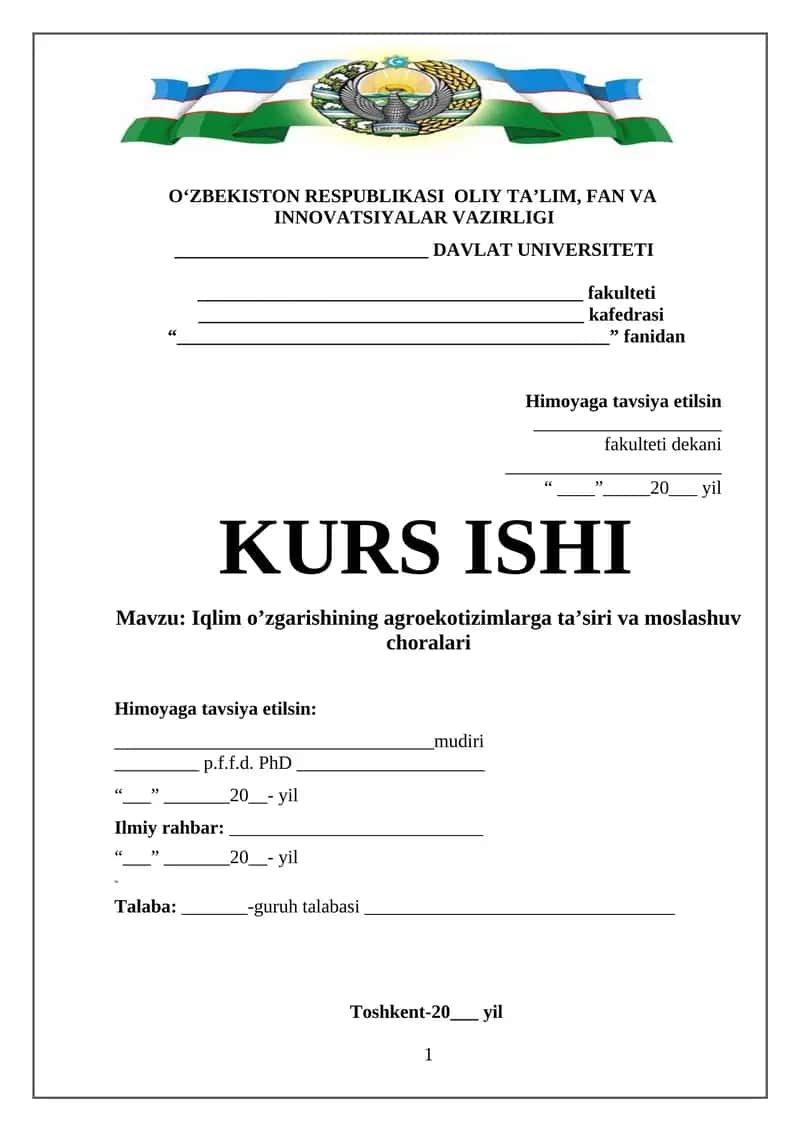 Iqlim o’zgarishining agroekotizimlarga ta’siri va moslashuv choralari