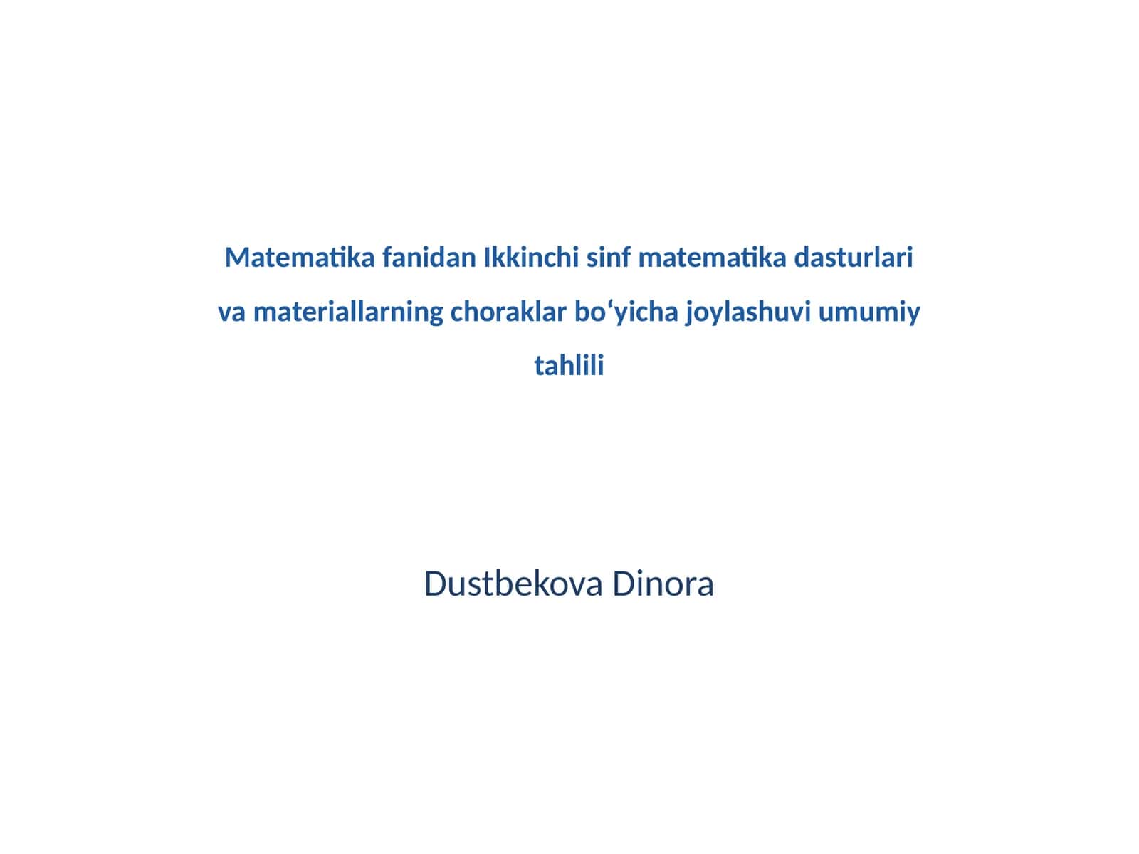 Ikkinchi sinf matematika dasturlari