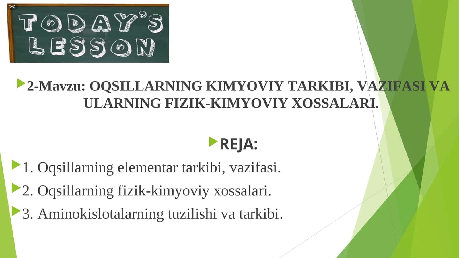 OQSILLARNING KIMYOVIY TARKIBI,VAZIFASI VAULARNING FIZIK-KIMYOVIY XOSSALARI