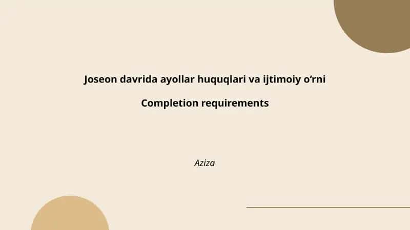 Joseon davrida ayollar huquqlari va ijtimoiy o‘rni
