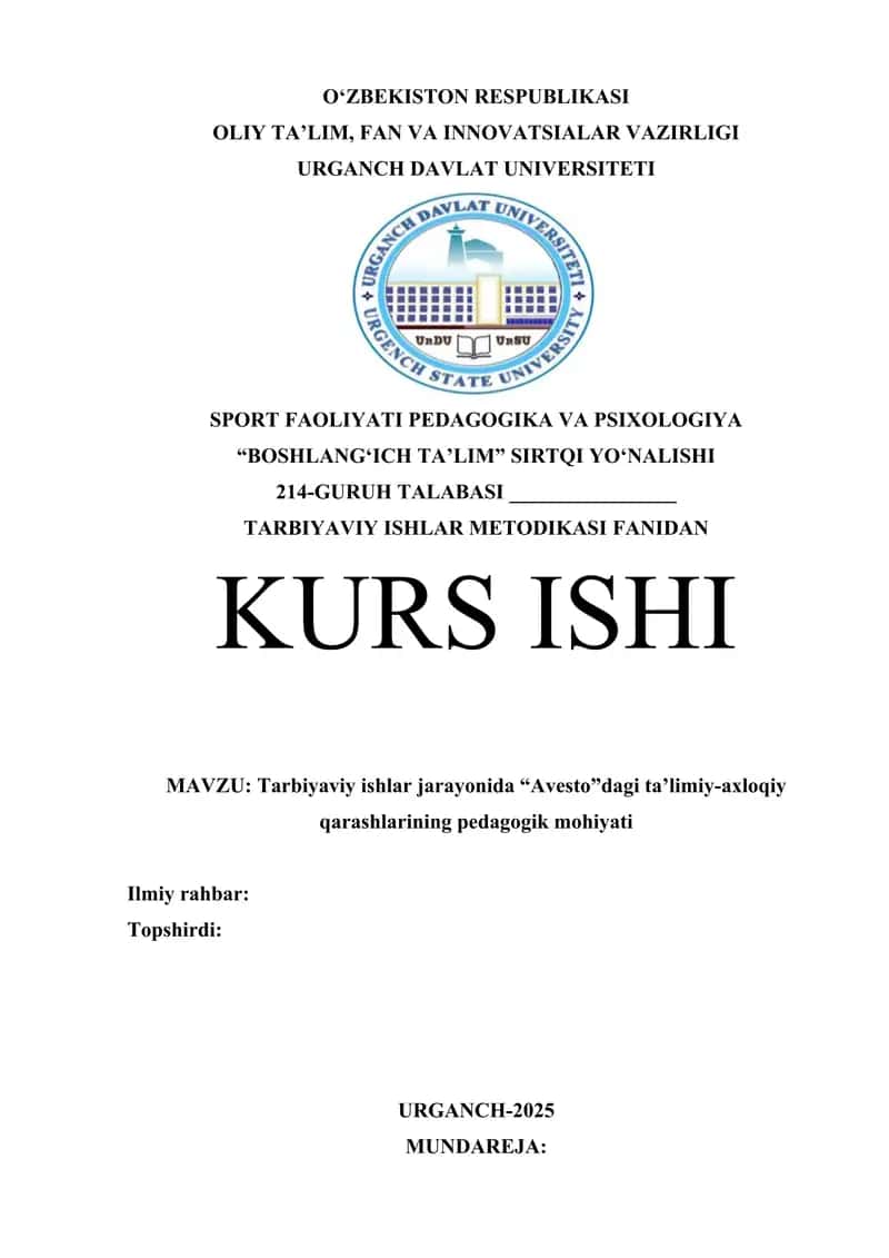 Tarbiyaviy ishlar jarayonida “Avesto”dagi ta’limiy-axloqiy qarashlarining pedagogik mohiyati