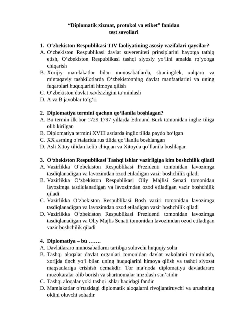 Diplomatik xizmat, protokol va etiket
