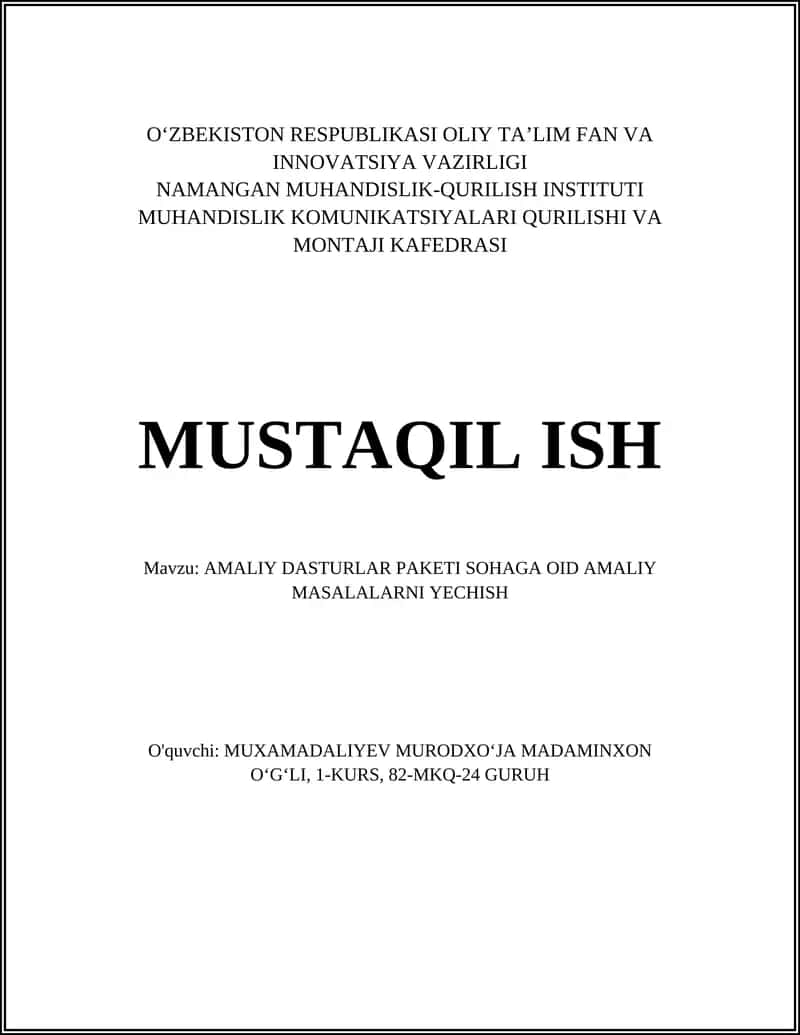 AMALIY DASTURLAR PAKETI