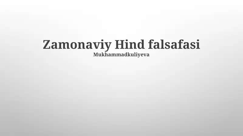 Ekologiya Falsafa va Hindiston Fikri