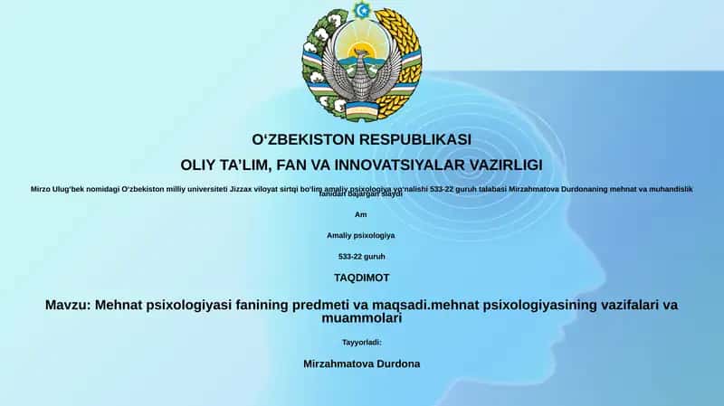 Mehnat psixologiyasi
