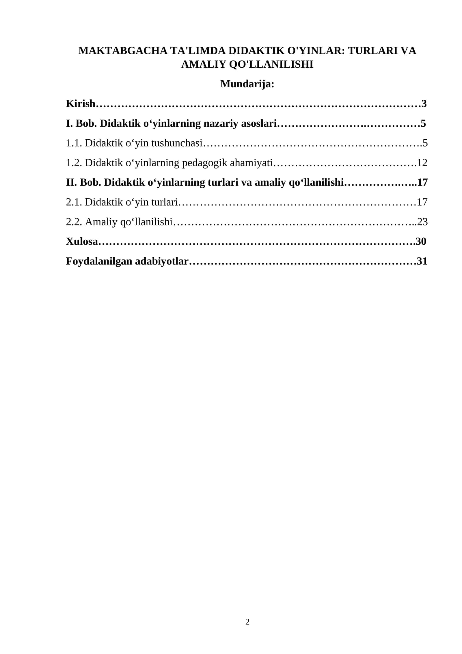 MAKTABGACHA TA'LIMDA DIDAKTIK O'YINLAR: TURLARI VA AMALIY QO'LLANILISHI