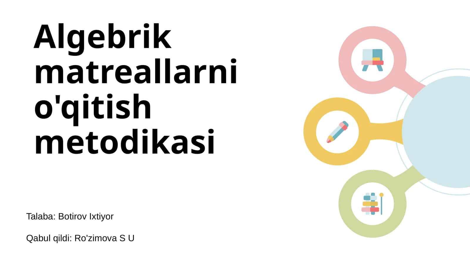 Algebrik matreallarni o'qitish metodikasi