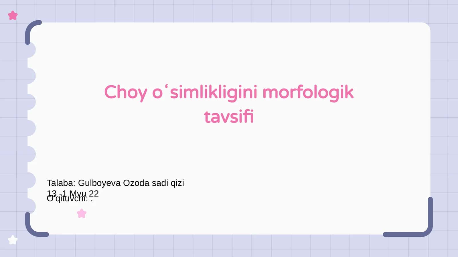 Choy oʻsimlikligini morfologik tavsifi