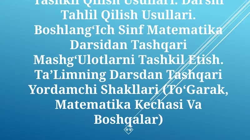 Boshlang‘ich sinflarda matematika o‘quv dasturi