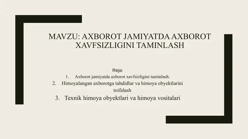 Axborot xavfsizligi ni oshirish