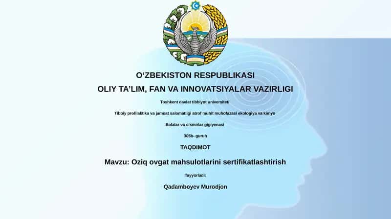 Oziq ovgat mahsulotlarini sertifikatlashtirish