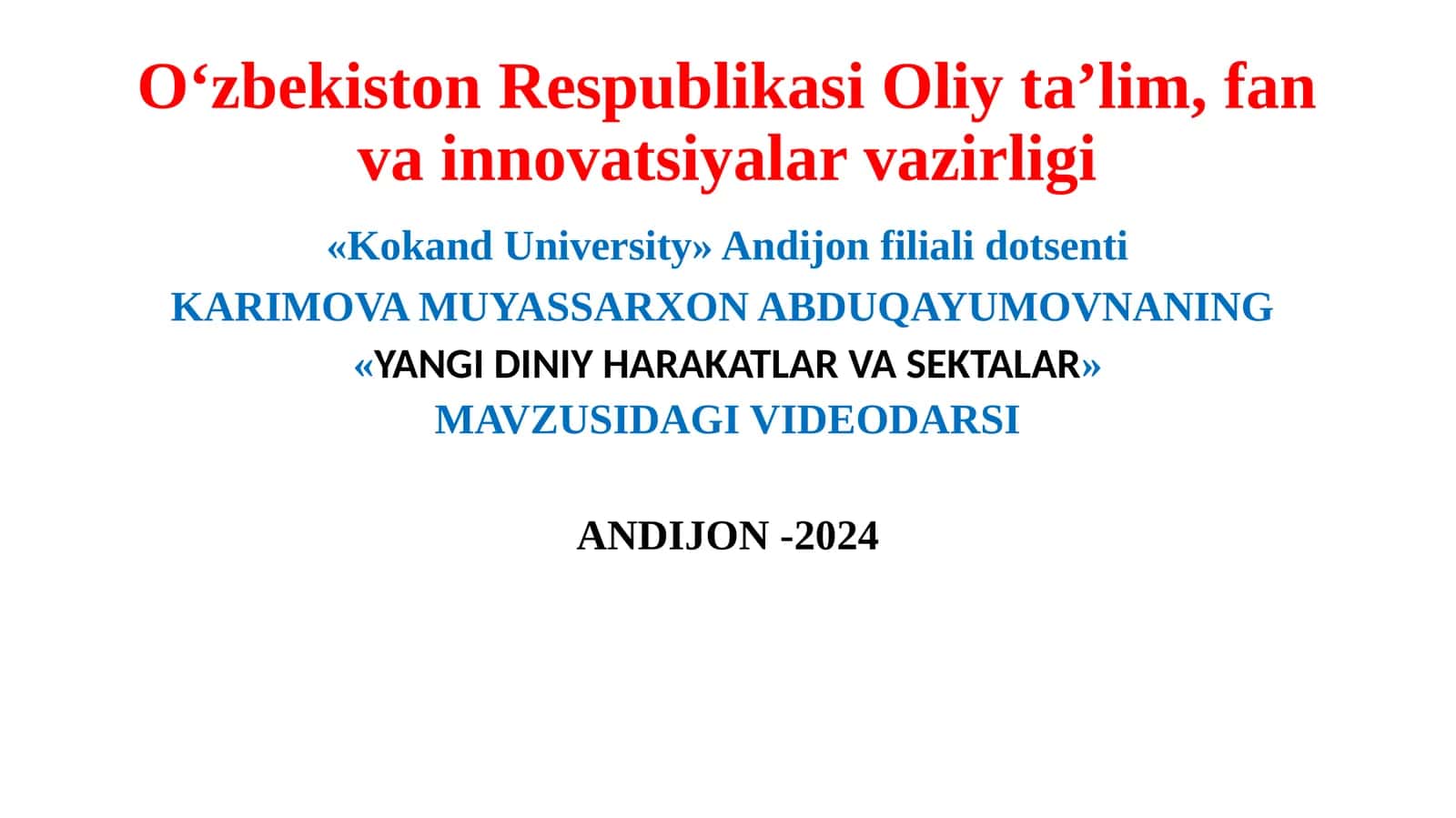 YANGI DINIY HARAKATLAR VA SEKTALAR