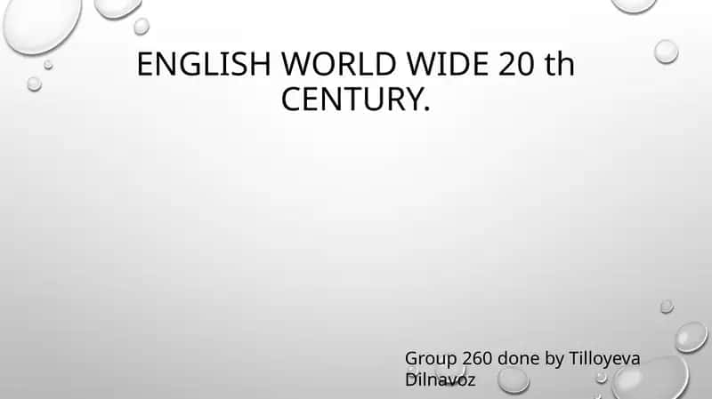 English world wide 20thcentury