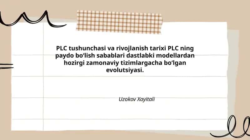 PLC tushunchasi va rivojlanish tarixi