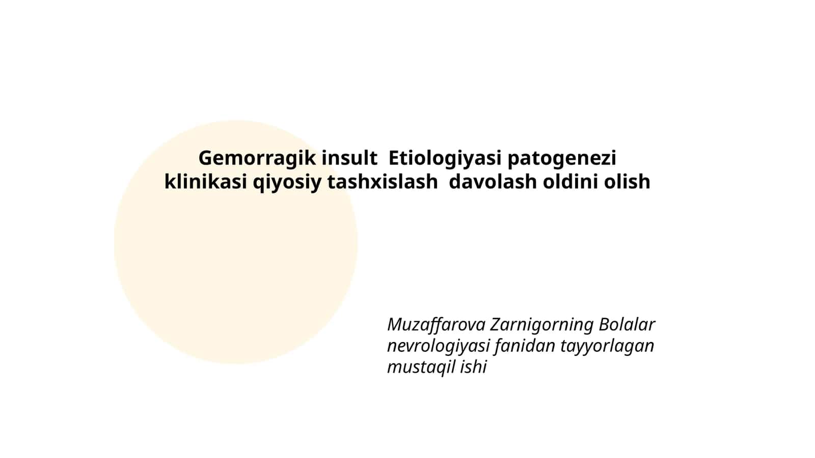Gemorragik insult Etiologiyasi patogenezi klinikasi