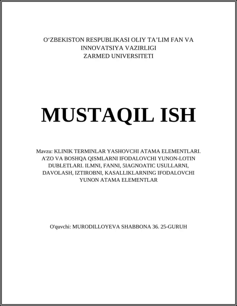KLINIK TERMINLAR YASHOVCHI ATAMA ELEMENTLARI
