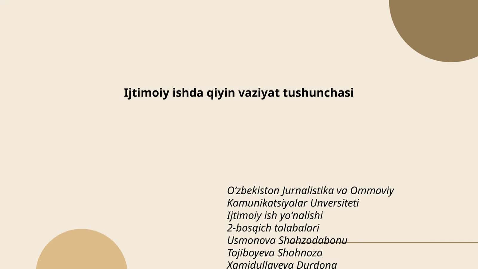 Ijtimoiy ishda qiyin vaziyat tushunchasi