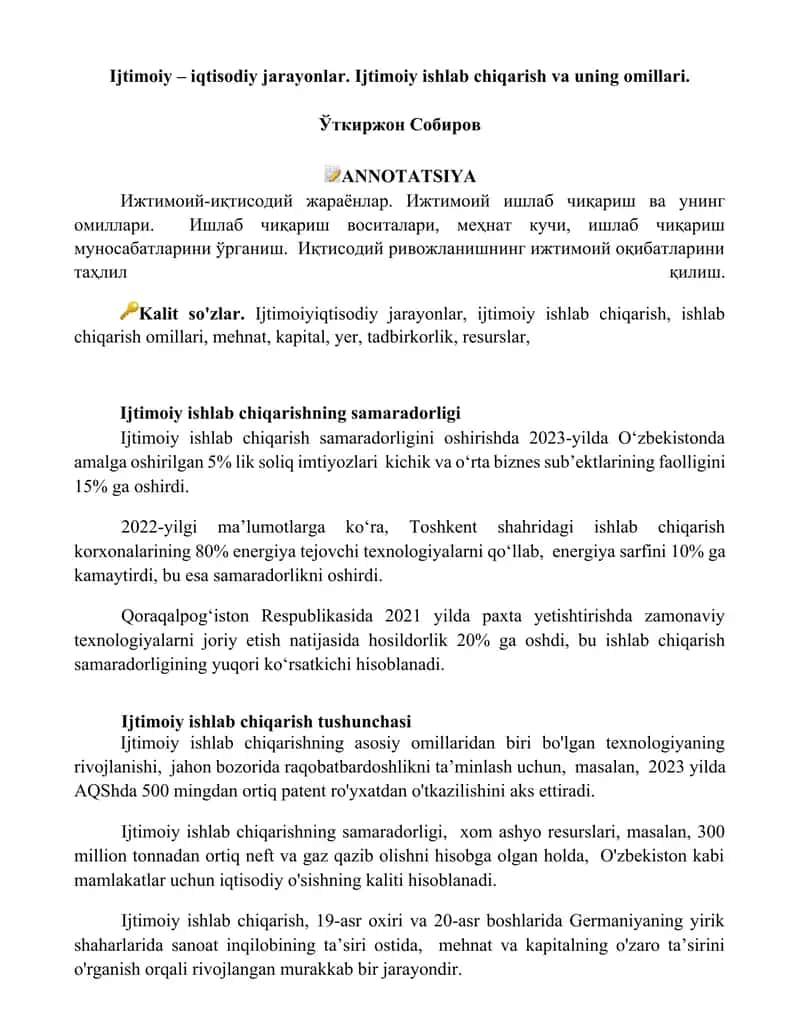 Ijtimоiy – iqtisоdiy jаrаyonlаr.