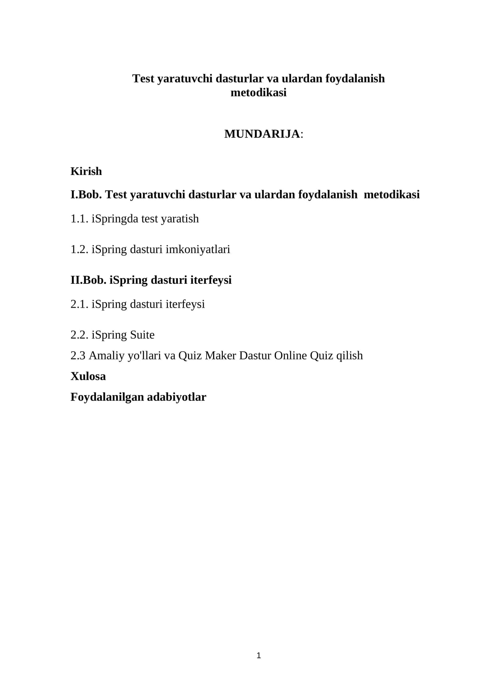 Test yaratuvchi dasturlar va ulardan foydalanish metodikasi