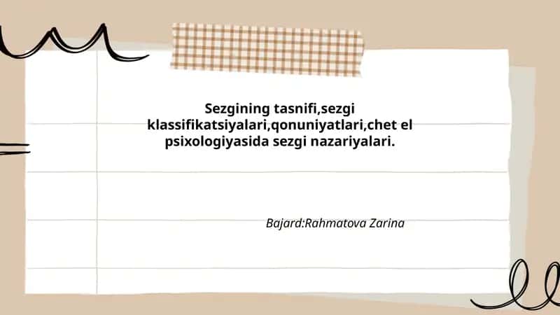 Sezgining tasnifi va klassifikatsiyalari
