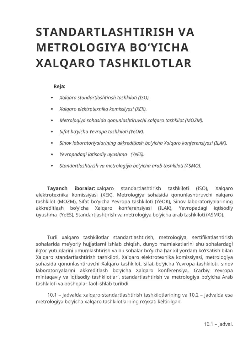 Xalqaro standartlashtirish tashkiloti (ISO)