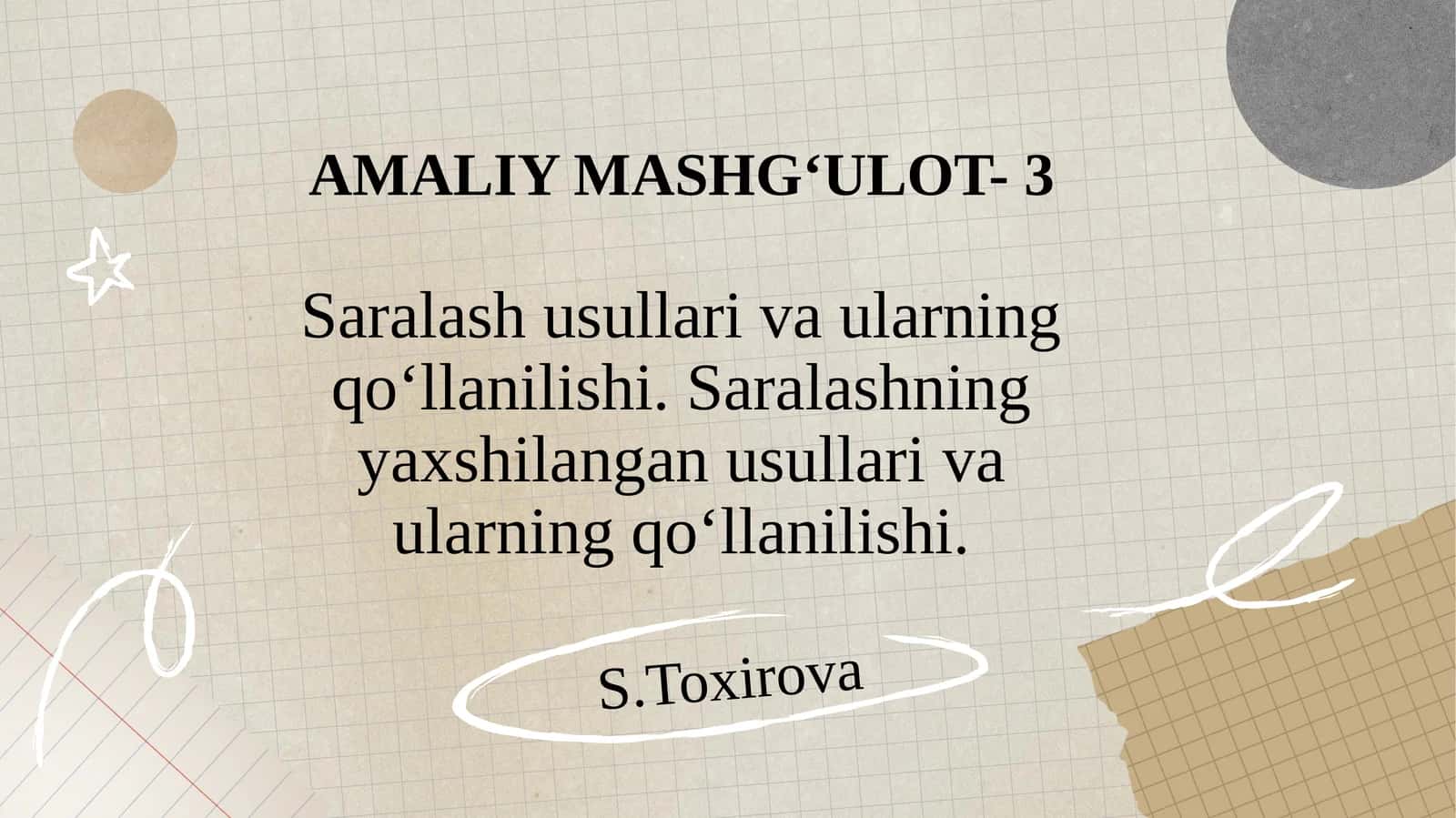 AMALIY MASHG‘ULOT- 3S
