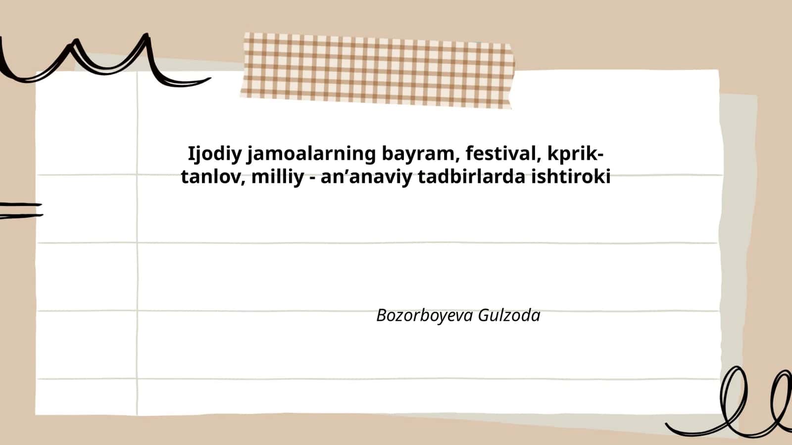 Ijodiy jamoalarning bayram, festival, kprik- tanlov, milliy - anʼanaviy tadbirlarda ishtiroki