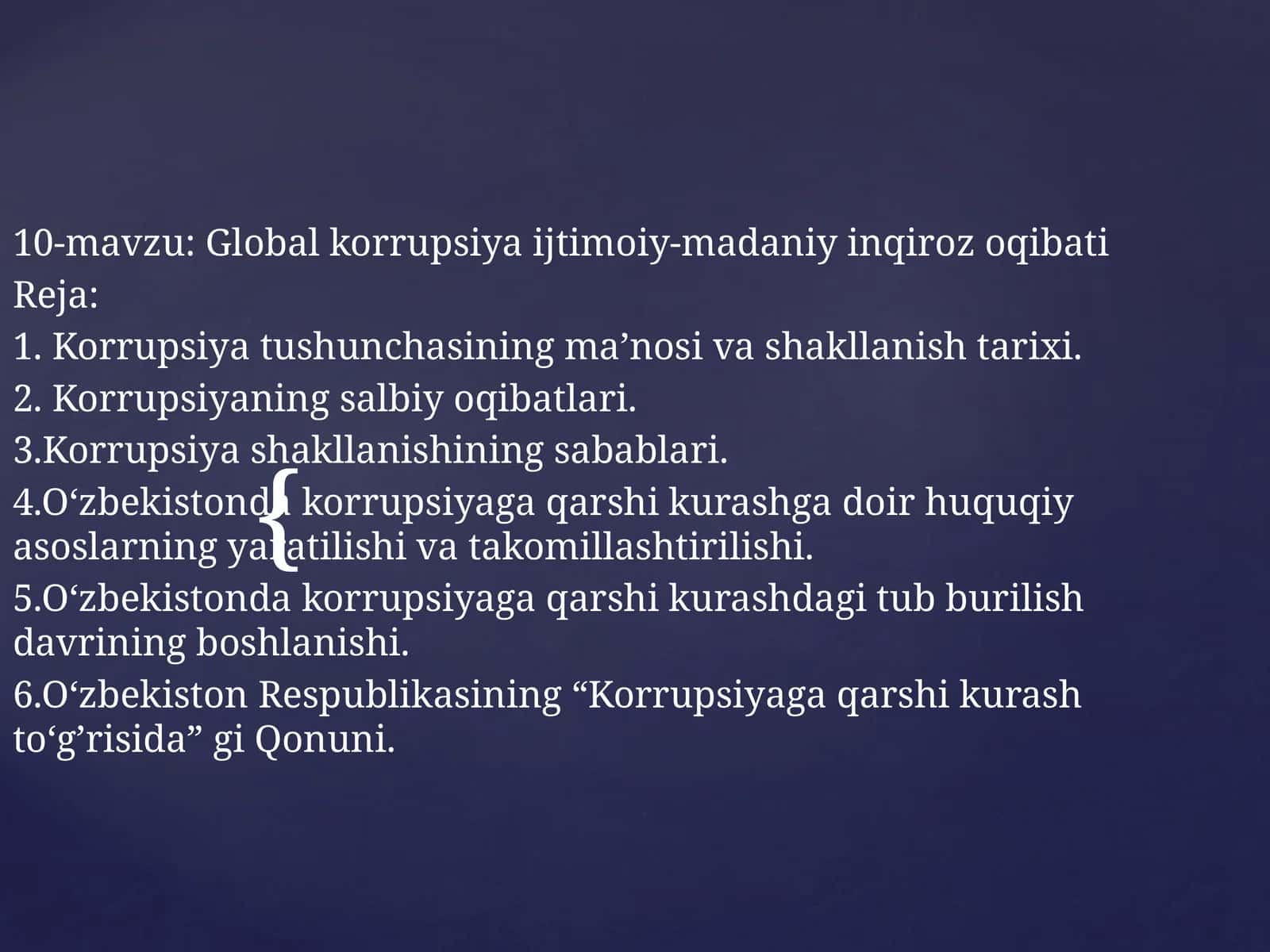 Global korrupsiya ijtimoiy-madaniy inqiroz oqibati