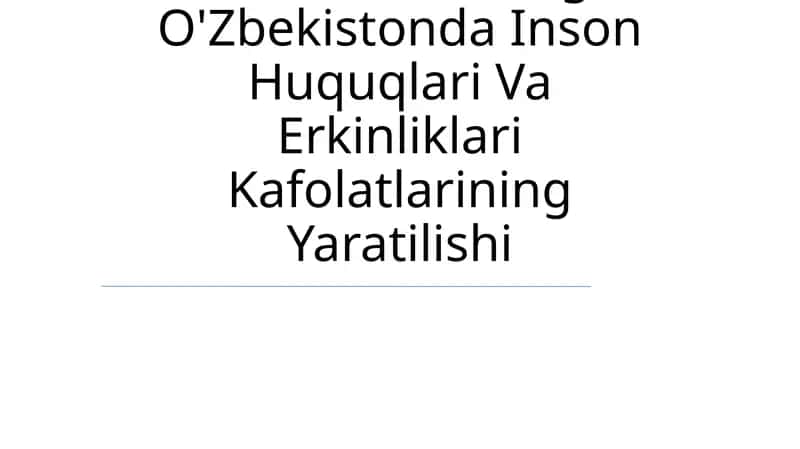 Mustaqillik Yillardidan Sung O'Zbekistonda Inson Huquqlari Va Erkinliklari Kafolatlarining Yaratilishi