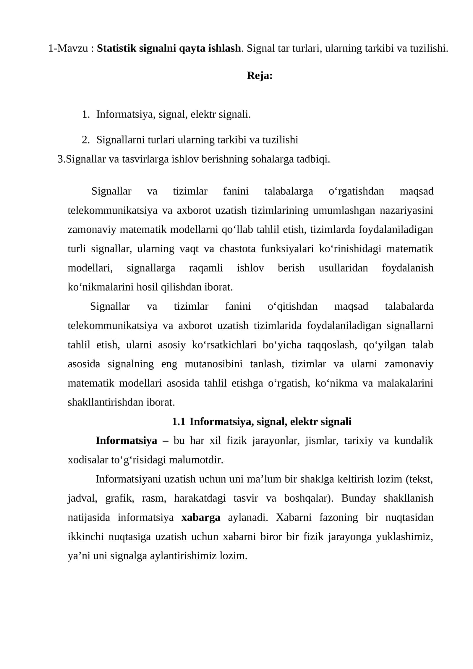 Statistik signalni qayta ishlash