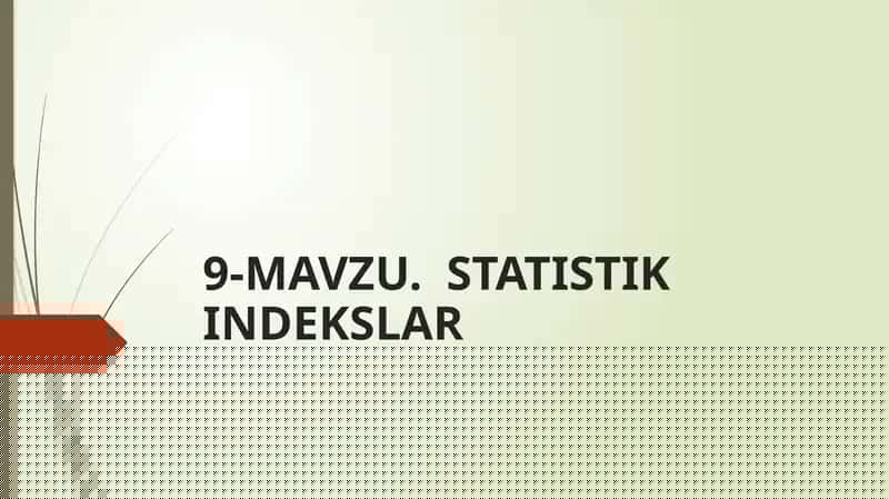 STATISTIK INDEKSLAR