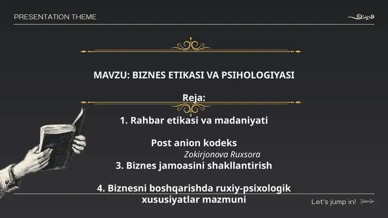 BIZNES ETIKASI VA PSIHOLOGIYASI