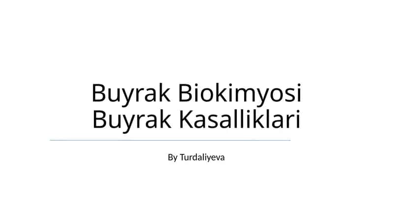 Buyrak Biokimyosi Buyrak Kasalliklari