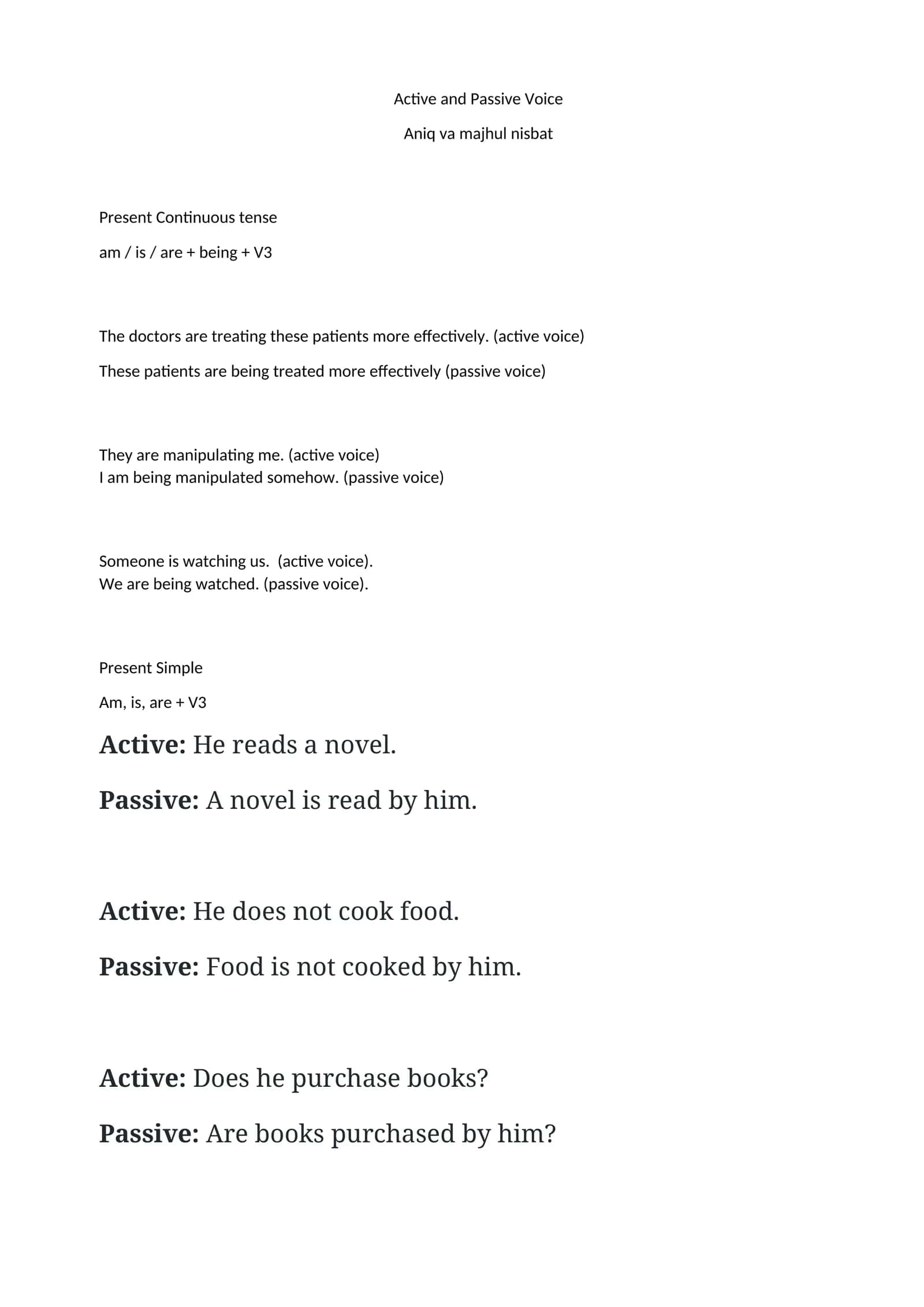 Active and Passive Voice