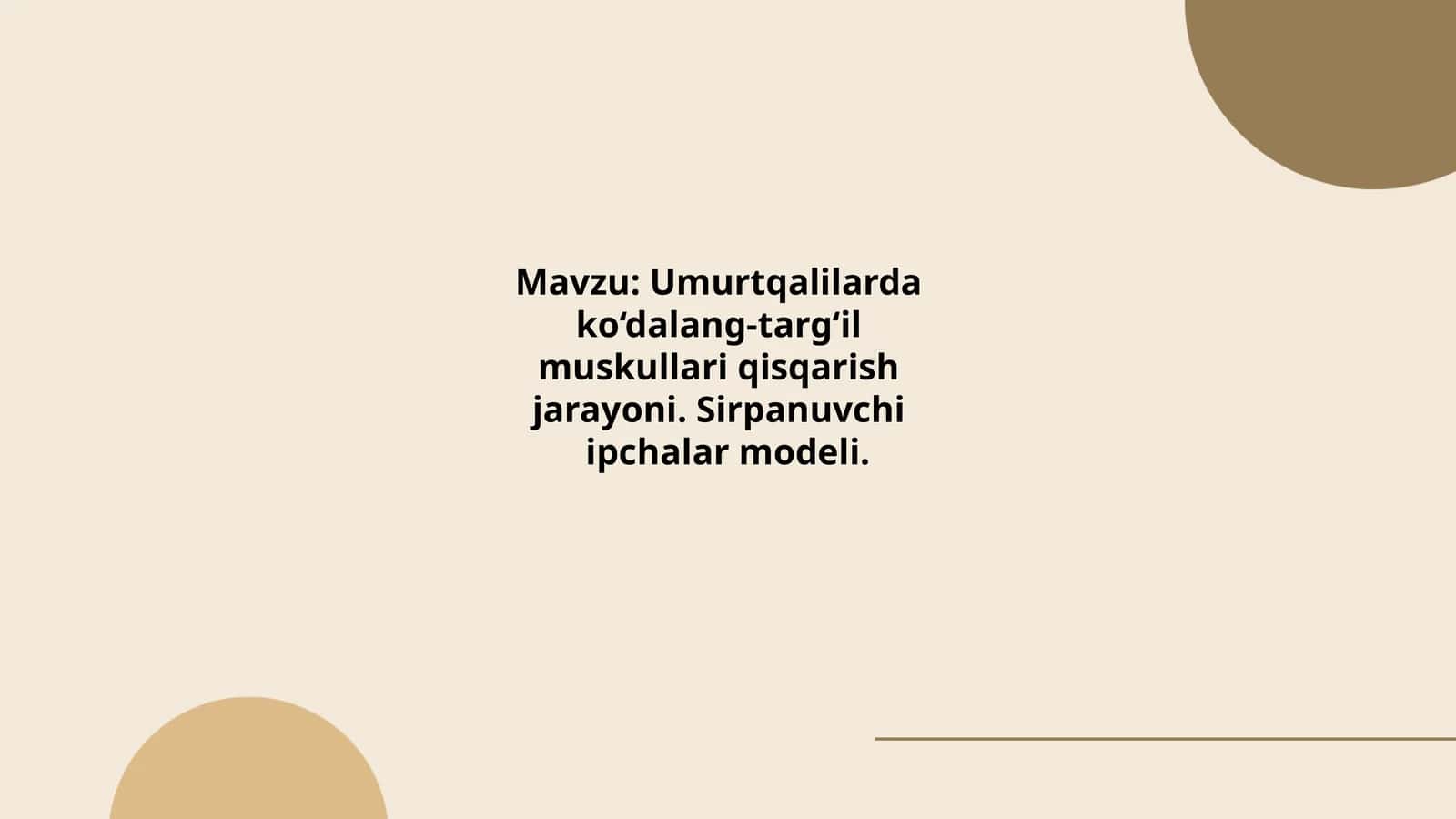 Umurtqalilarda ko‘dalang-targ‘il muskullari qisqarish jarayoni. Sirpanuvchi ipchalar modeli