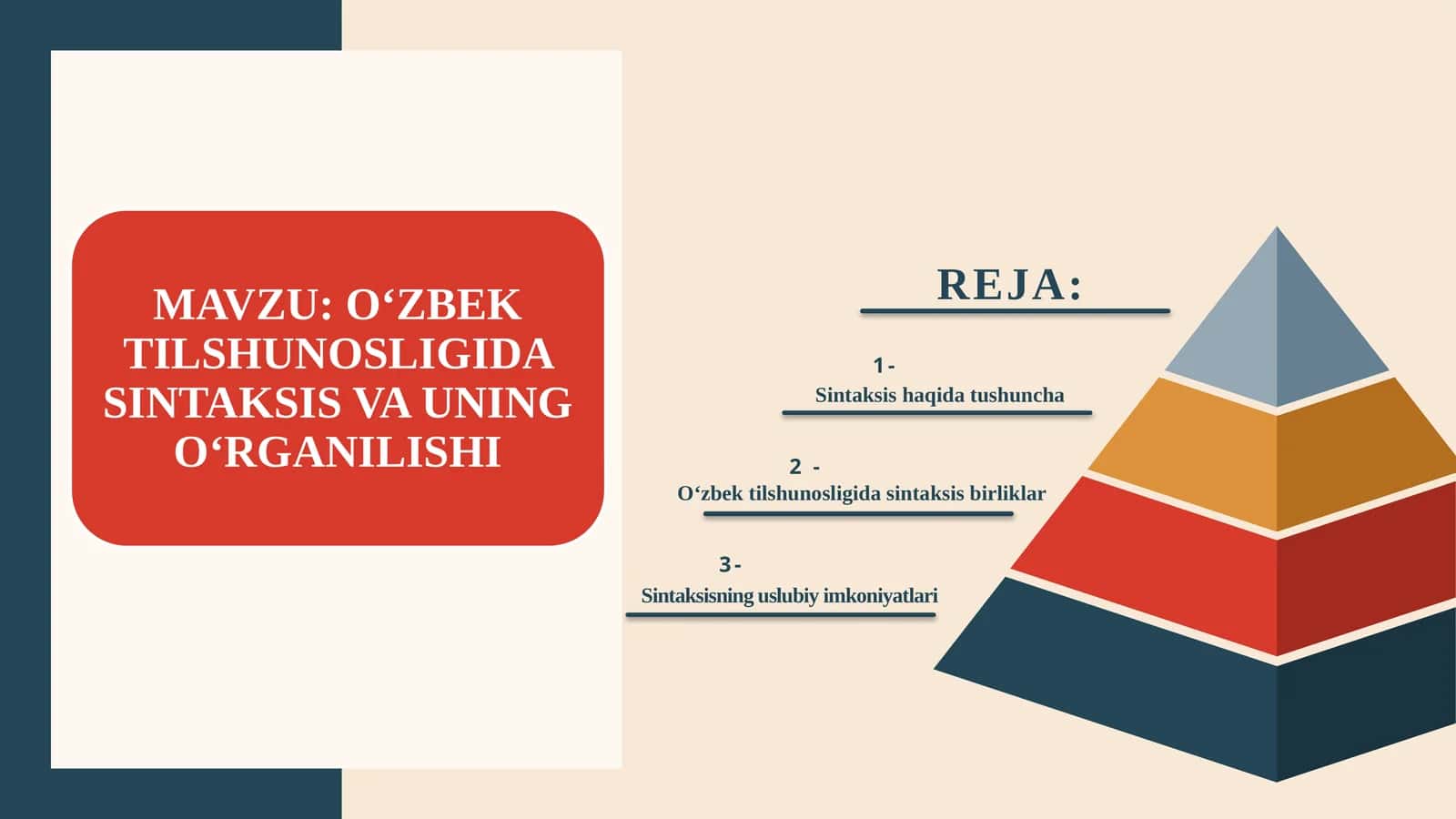 O‘ZBEK TILSHUNOSLIGIDA SINTAKSIS VA UNING O‘RGANILISHI