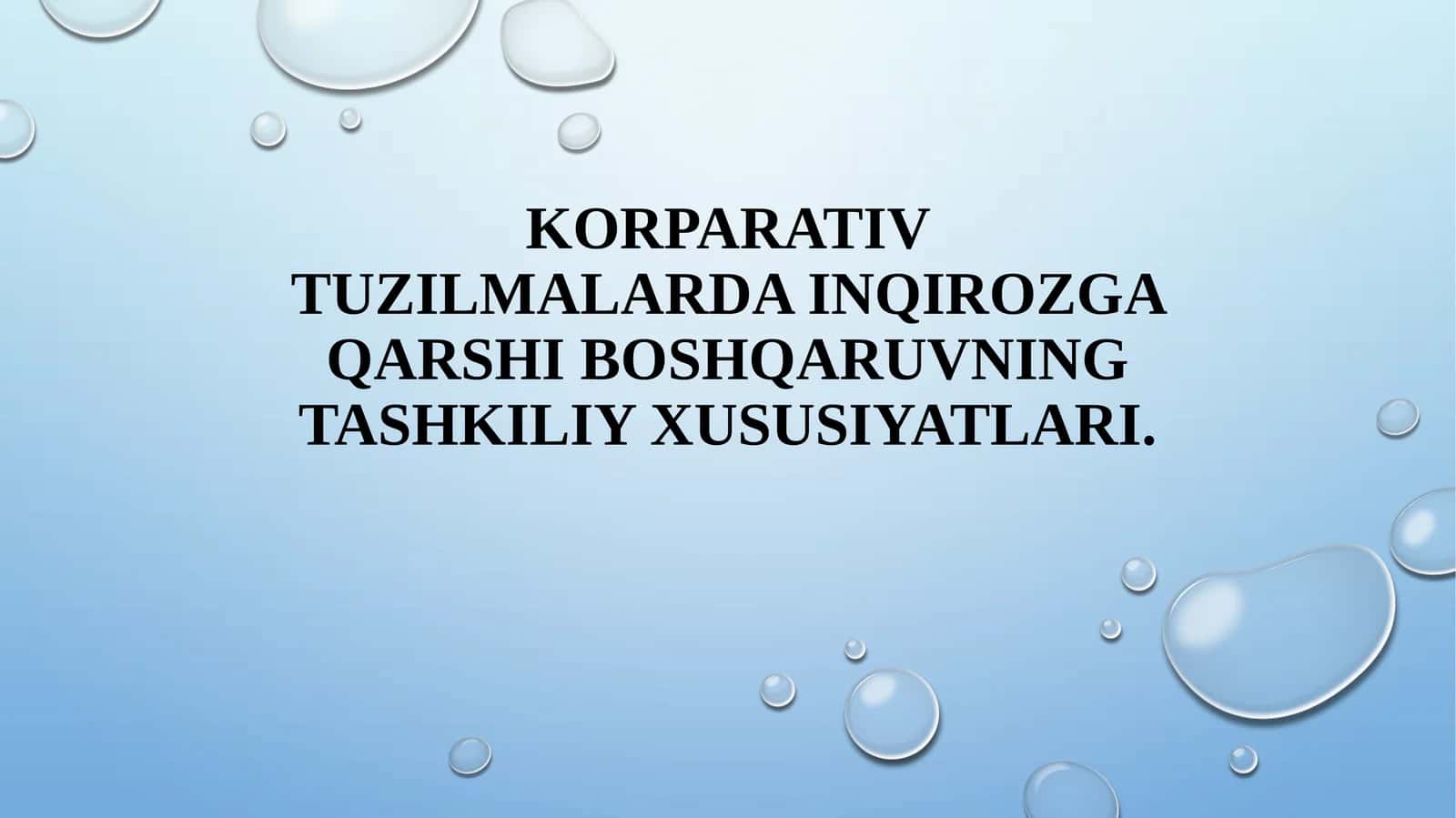 Inqirozga qarshi boshqaruvning tashkiliy xususiyatlari