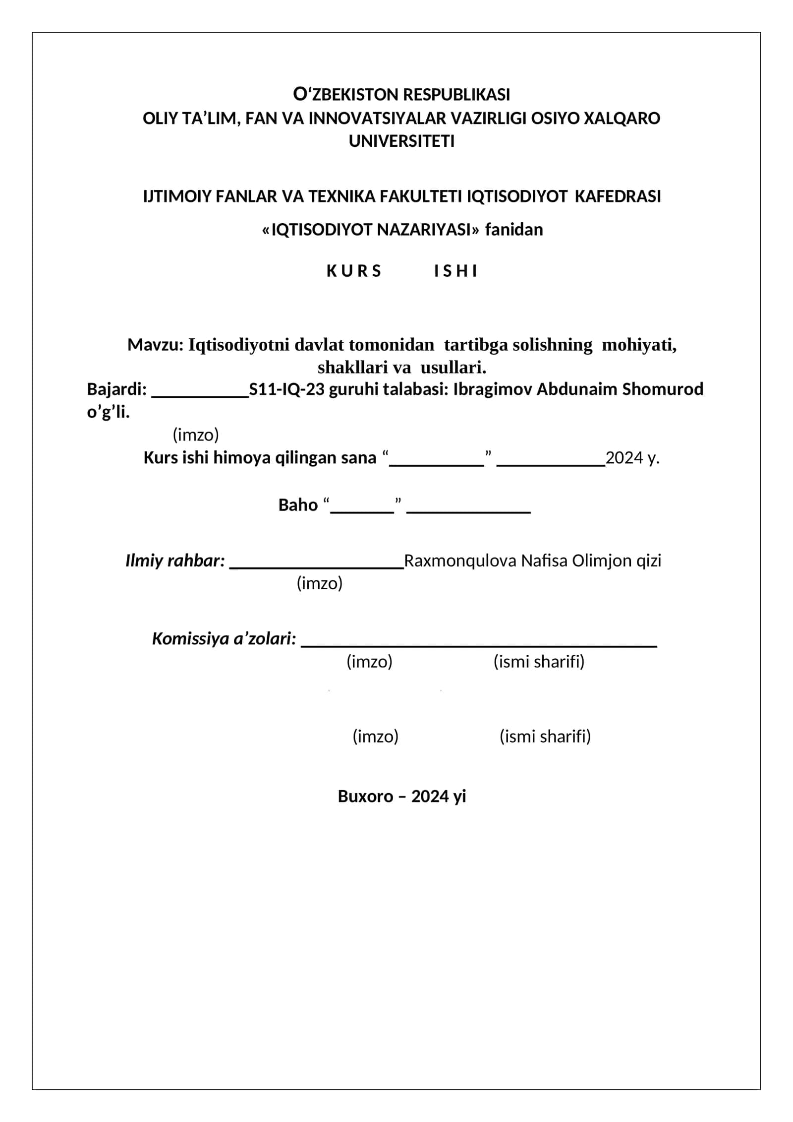Iqtisodiyotni davlat tomonidan tartibga solishning mohiyati, shakllari va usullari